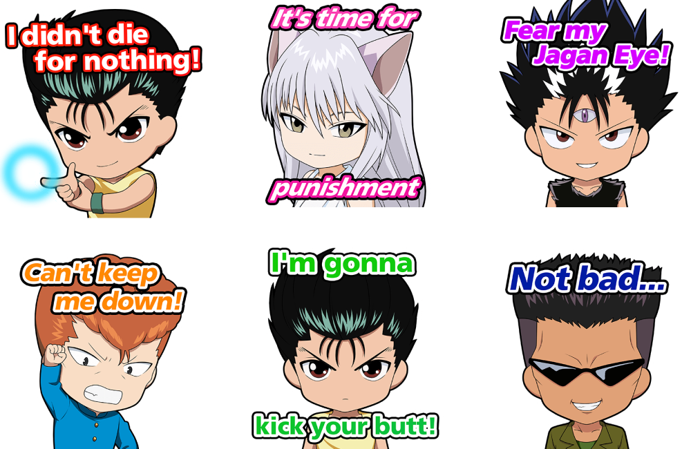 Yu Yu Hakusho chat stickers