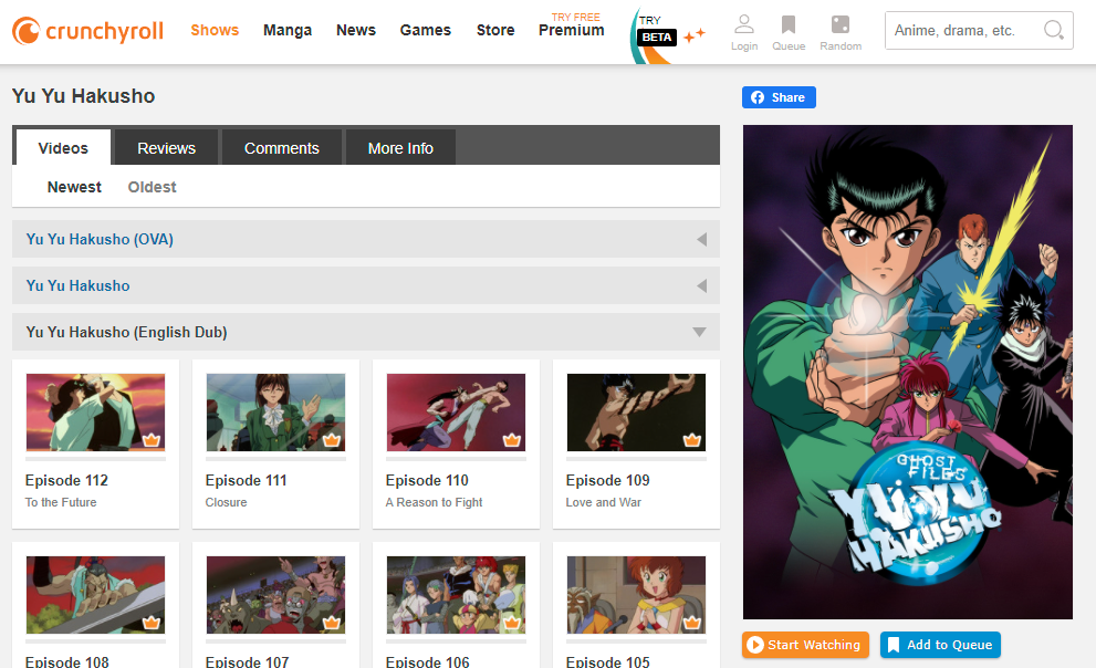 Read more about the article Yu Yu Hakusho Streaming Returns to Crunchyroll