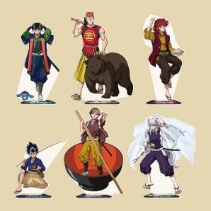 Six BIG acrylic stands of the Yu Yu Hakusho cast in folk-tale outfits, from the official goods poster