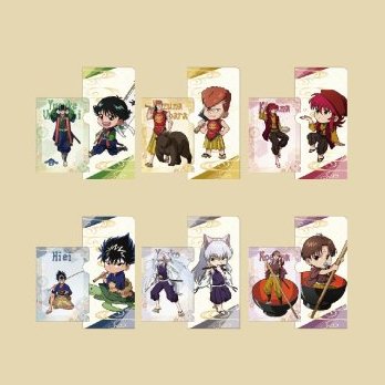 Six mini clear file designs of the Yu Yu Hakusho cast in chibi and folk-tale art, from the official goods poster